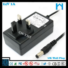 UK power adapter (ac dc adapter) 12V 2A, 24V 1A 24w for CCTV, LED etc